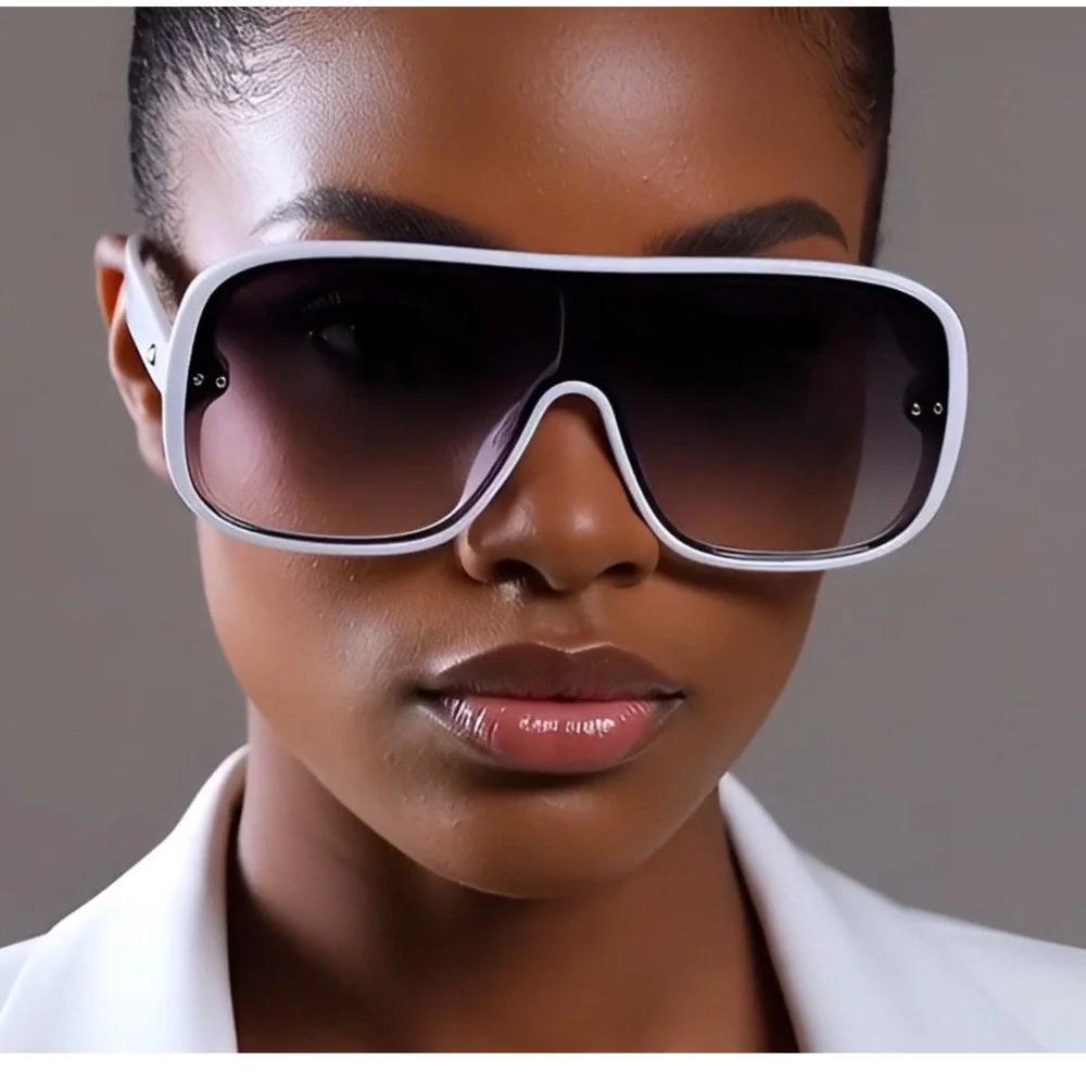 Oversized Shield Sunglasses White Frame Fashion‎ Visor Sun Glasses Women Men New